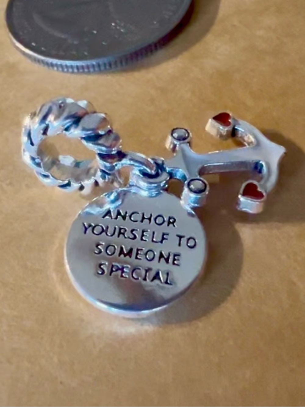 Anchor Charm Pendant 2 pc w/Anchor & Anchor Yourself To Someone Special engraved